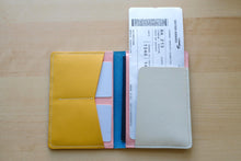 Load image into Gallery viewer, Handmade Pastel Blue, Pink, Yellow and White Italian Leather Passport and Papers Cover