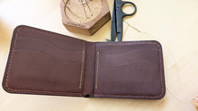 Load image into Gallery viewer, Hand Sewn Dark Brown Badalassi Carlo Italian Leather Bifold Wallet
