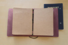 Load image into Gallery viewer, Your choice of style Handmade Tri/Bifold Travel Notebooks in Italian Burgundy Badalassi Carlo Vegetable Tanned Leather.