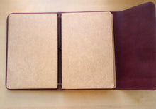 Load image into Gallery viewer, Your choice of style Handmade Tri/Bifold Travel Notebooks in Italian Burgundy Badalassi Carlo Vegetable Tanned Leather.
