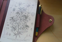 Load image into Gallery viewer, Handmade burgundy A5 Italian leather notebook cover with special edition matching Hobonichi Notebook