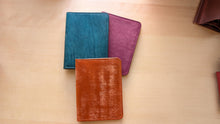 Load image into Gallery viewer, Amalfi Collection: Italian Leather passport covers in Sea Blue, Orange, and Sea Rose