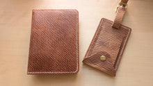 Load image into Gallery viewer, Gifts for the Traveler: Natural Metta Catharina Textured Shell Cordovan Passport Cover and Matching Luggage Tag