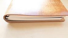 Load image into Gallery viewer, Gifts for the Writer: Handmade Golden Italian Leather A5 Travel Notebook with 1yr Stalogy Notebook series.