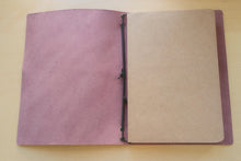 Load image into Gallery viewer, Your choice of style Handmade Tri/Bifold Travel Notebooks in Italian Burgundy Badalassi Carlo Vegetable Tanned Leather.