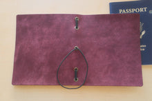 Load image into Gallery viewer, Your choice of style Handmade Tri/Bifold Travel Notebooks in Italian Burgundy Badalassi Carlo Vegetable Tanned Leather.