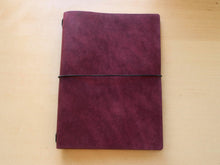 Load image into Gallery viewer, Your choice of style Handmade Tri/Bifold Travel Notebooks in Italian Burgundy Badalassi Carlo Vegetable Tanned Leather.