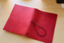 Load image into Gallery viewer, Your choice of style Handmade Tri/Bifold Travel Notebooks in Italian Red Badalassi Carlo Vegetable Tanned Leather.