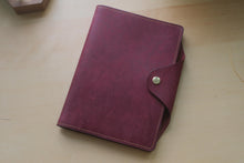 Load image into Gallery viewer, Handmade burgundy A5 Italian leather notebook cover with special edition matching Hobonichi Notebook