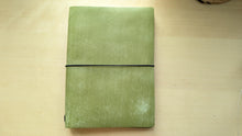 Load image into Gallery viewer, Handmade Pistachio Leather A5 Travel Journal and Pen/Pencil Case Gift Set
