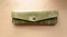 Load image into Gallery viewer, Handmade Pistachio Leather A5 Travel Journal and Pen/Pencil Case Gift Set