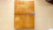 Load image into Gallery viewer, Gifts for the Writer: Handmade Golden Italian Leather A5 Travel Notebook with 1yr Stalogy Notebook series.