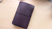 Load image into Gallery viewer, Handmade A5 Leather Travel Notebook in Violet Walpier Buttero