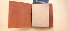 Load image into Gallery viewer, Handmade London Tan Leather Travel Notebooks: A5 Trifold/Bifold, and Passport