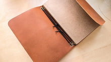 Load image into Gallery viewer, Handmade London Tan Leather Travel Notebooks: A5 Trifold/Bifold, and Passport