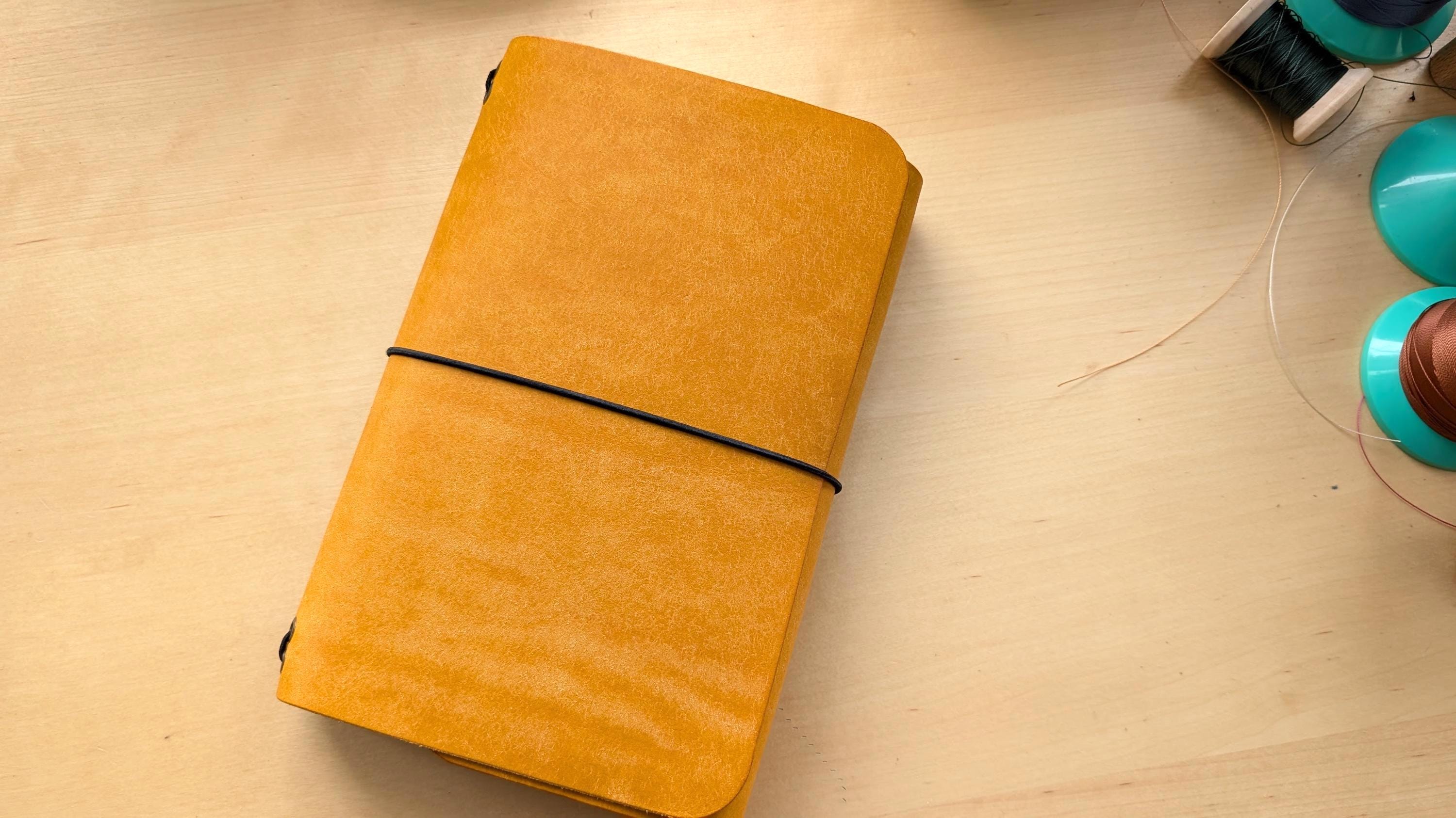 Handmade A5 Trifold Travel Notebook in Golden Yellow Badalassi