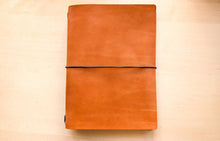 Load image into Gallery viewer, Handmade London Tan Leather Travel Notebooks: A5 Trifold/Bifold, and Passport