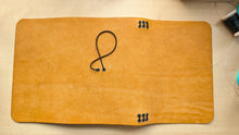 Load image into Gallery viewer, Handmade A5 Trifold Travel Notebook in Golden Yellow Badalassi Carlo Pueblo Italian Vegetable Tanned Leather.