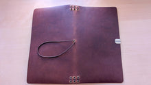 Load image into Gallery viewer, Dark Brown Horween Cypress Midori/Traveler's size and Passport size Leather travel notebook