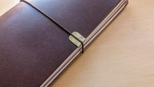 Load image into Gallery viewer, Dark Brown Horween Cypress Midori/Traveler's size and Passport size Leather travel notebook