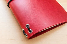 Load image into Gallery viewer, Handmade Red Leather Travel Notebook: Walpier Buttero A5 Trifold, Bifold Pocket & Passport Size