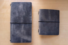 Load image into Gallery viewer, Handmade Vintage Gray Leather Travel Notebooks: A5 Trifold/Bifold, Travelers/Midori and Passport Size