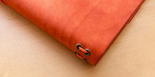 Load image into Gallery viewer, Handmade A5 Leather Trifold Travel Notebook in Mandarin Orange Italian leather
