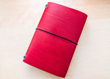 Load image into Gallery viewer, Handmade Red Leather Travel Notebook: Walpier Buttero A5 Trifold, Bifold Pocket & Passport Size