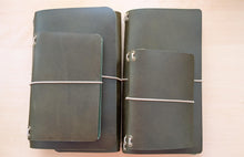 Load image into Gallery viewer, Olive Walpier Buttero Leather Travel Journal Covers, A5 Trifold, Pocket, Midori, and Passport Sizes