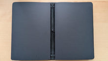 Load image into Gallery viewer, Handmade A5 Trifold/Bifold Leather Notebooks: All Black Edition in Badalassi Carlo Minerva