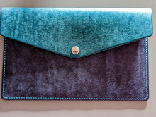 Load image into Gallery viewer, Sea Blue and Bright Navy Hand Sewn Italian Leather Clutch
