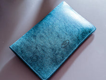 Load image into Gallery viewer, Sea Blue and Bright Navy Hand Sewn Italian Leather Clutch
