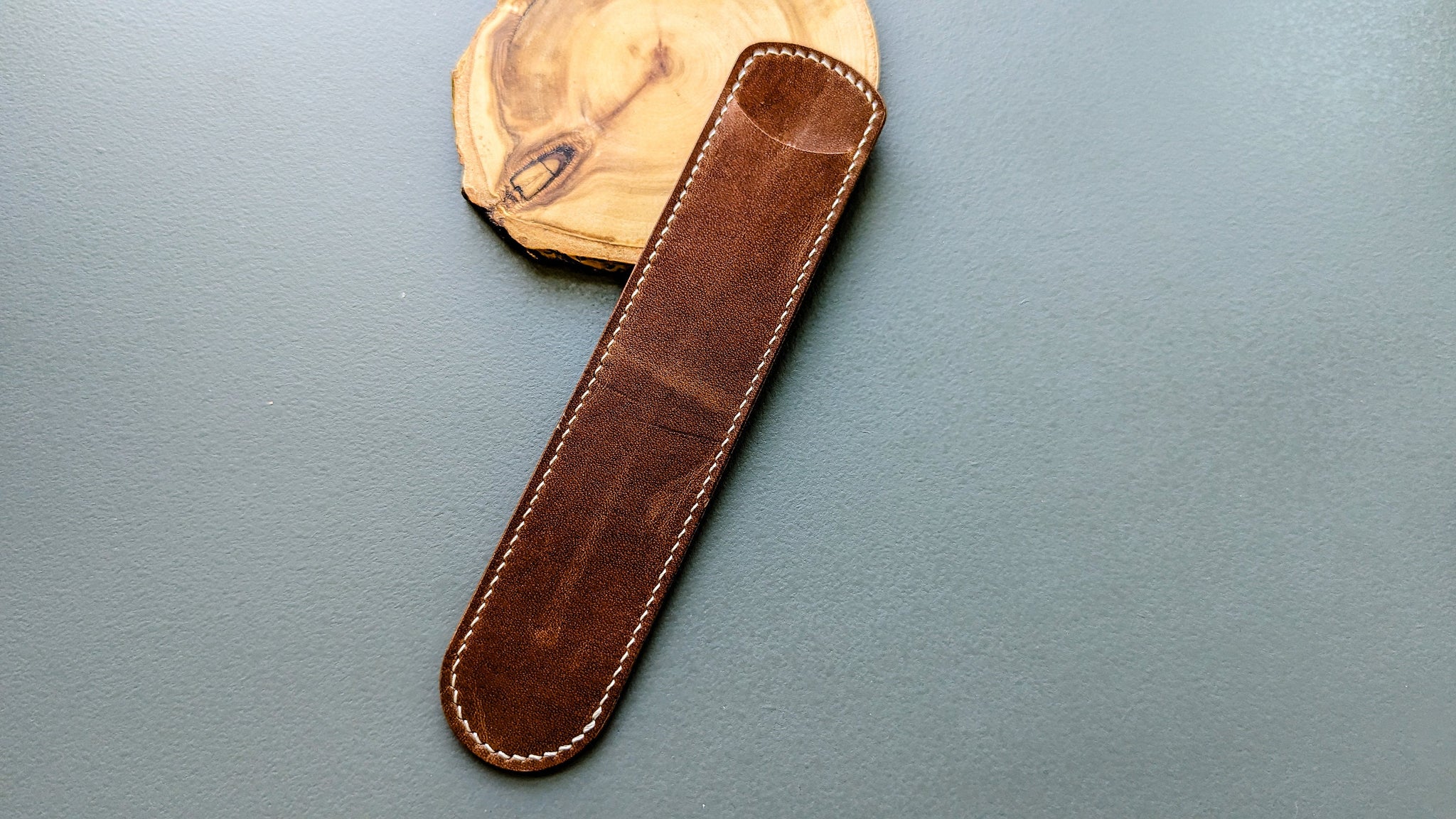 English Tan Leather Pen Slip – JHM Wood and Leather Crafts
