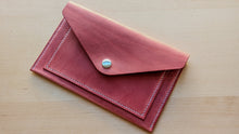 Load image into Gallery viewer, Vintage Pink Hand Sewn Italian Leather Envelope Cash/Card Wallet
