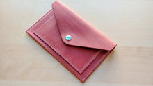 Load image into Gallery viewer, Vintage Pink Hand Sewn Italian Leather Envelope Cash/Card Wallet
