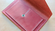 Load image into Gallery viewer, Vintage Pink Hand Sewn Italian Leather Envelope Cash/Card Wallet
