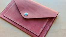 Load image into Gallery viewer, Vintage Pink Hand Sewn Italian Leather Envelope Cash/Card Wallet
