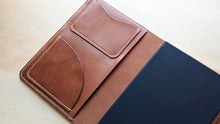 Load image into Gallery viewer, Wickett and Craig Buck Brown Harness Leather A5 Leather notebook Cover
