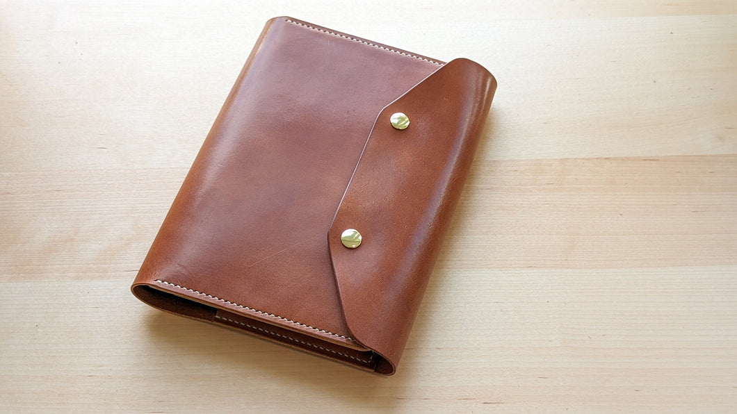 Wickett and Craig Buck Brown Harness Leather A5 Leather notebook Cover