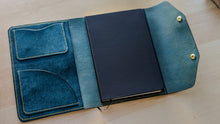 Load image into Gallery viewer, Ortensia Blue Badalassi Carlo A5 Leather notebook Cover
