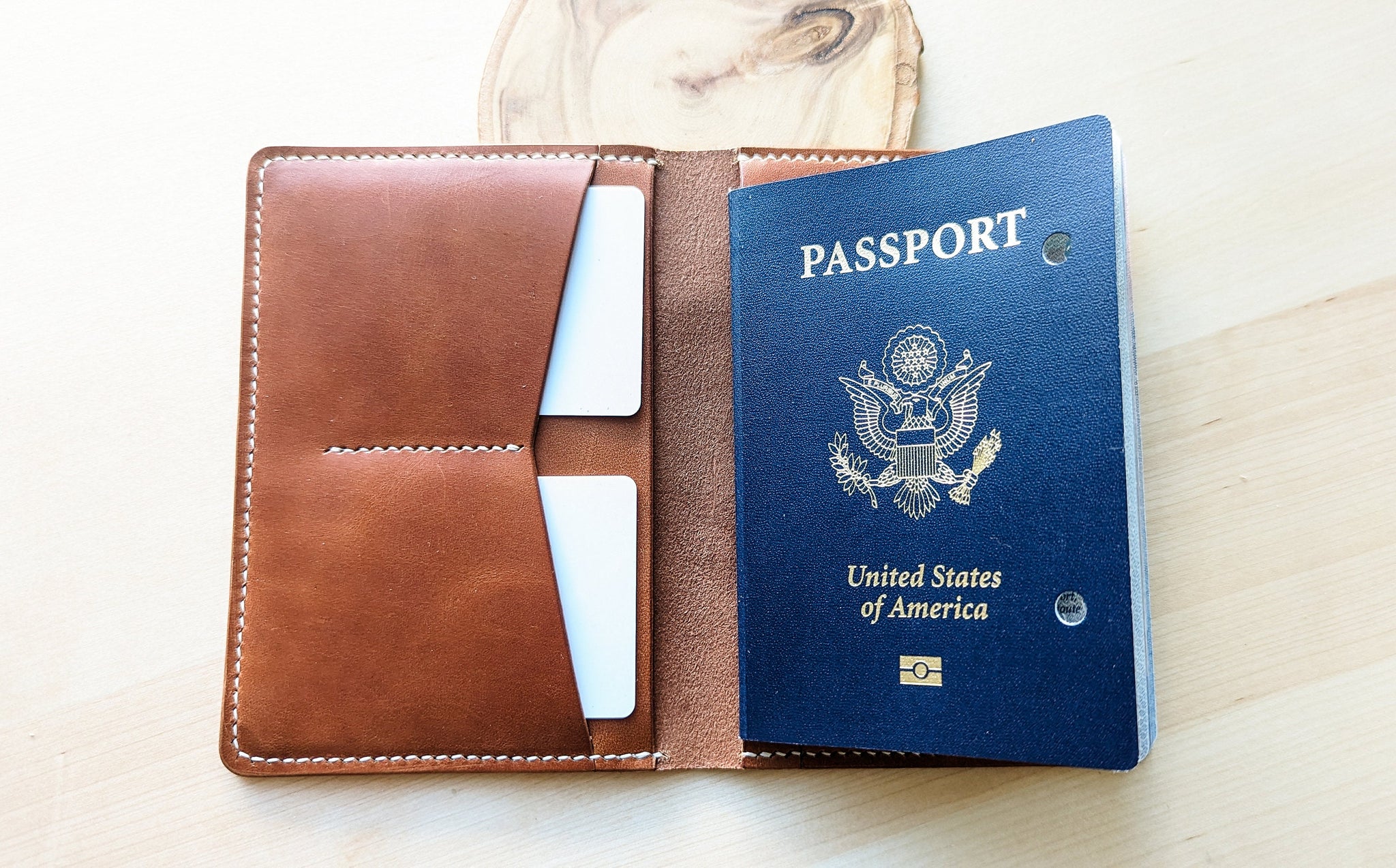 Wickett and Craig Buck Brown Harness Leather Passport and Papers