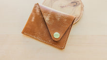 Load image into Gallery viewer, Caramel Italian Leather Asymmetrical Minimalist Snap Wallet

