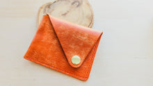 Load image into Gallery viewer, Orange Italian Leather Asymmetrical Minimalist Snap Wallet
