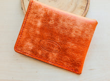 Load image into Gallery viewer, Orange Italian Leather Asymmetrical Minimalist Snap Wallet
