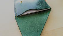 Load image into Gallery viewer, Emerald Green Italian Leather Asymmetrical Minimalist Snap Wallet

