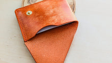 Load image into Gallery viewer, Orange Italian Leather Asymmetrical Minimalist Snap Wallet
