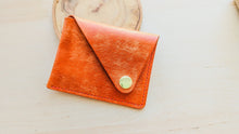 Load image into Gallery viewer, Orange Italian Leather Asymmetrical Minimalist Snap Wallet
