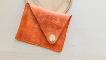 Load image into Gallery viewer, Orange Italian Leather Asymmetrical Minimalist Snap Wallet
