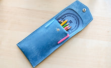 Load image into Gallery viewer, Handmade Sky Blue Italian Leather Pen/Pencil Case

