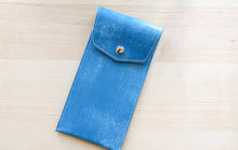 Load image into Gallery viewer, Handmade Sky Blue Italian Leather Pen/Pencil Case
